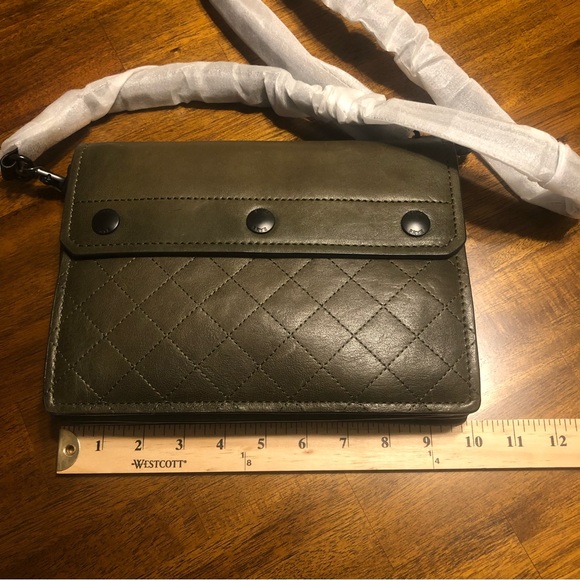 NWT $328 FRYE Samantha Quilted Leather Crossbody Bag in Fatigue! - Picture 9 of 15